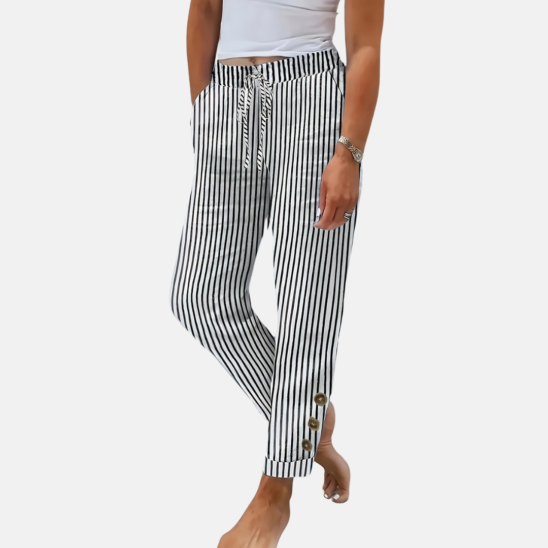 Zoey - Casual Striped Pants with Elastic Waist