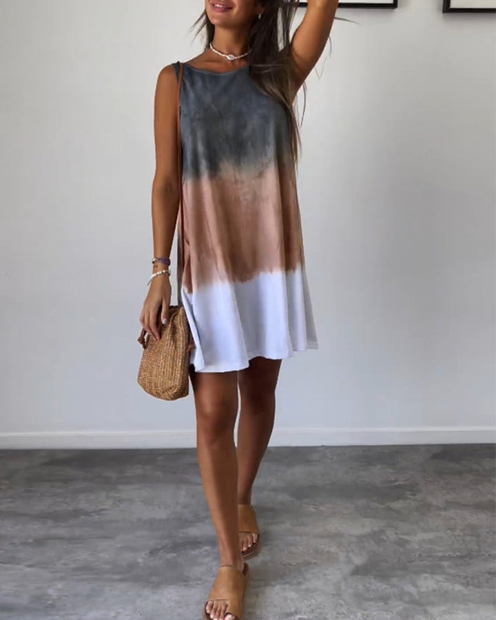 Josie - Tie-Dye Ombre Sleeveless Midi Dress