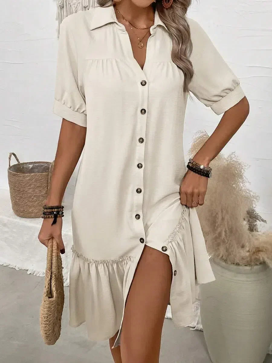 Olivia - Elegant Ruffle Summer Dress With Tummy Coverage