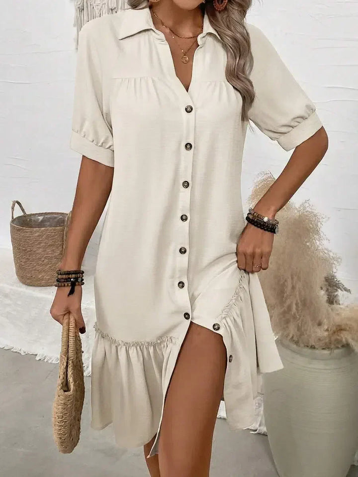 Olivia - Elegant Ruffle Summer Dress With Tummy Coverage