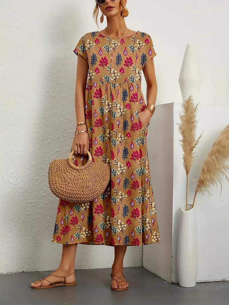 Scarlett - Elegant Midi Dress with Short Sleeves
