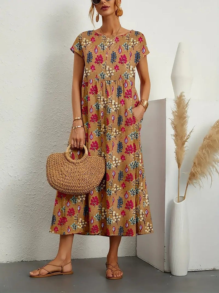 Scarlett - Elegant Midi Dress with Short Sleeves