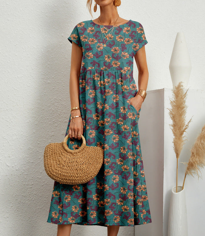 Scarlett - Elegant Midi Dress with Short Sleeves