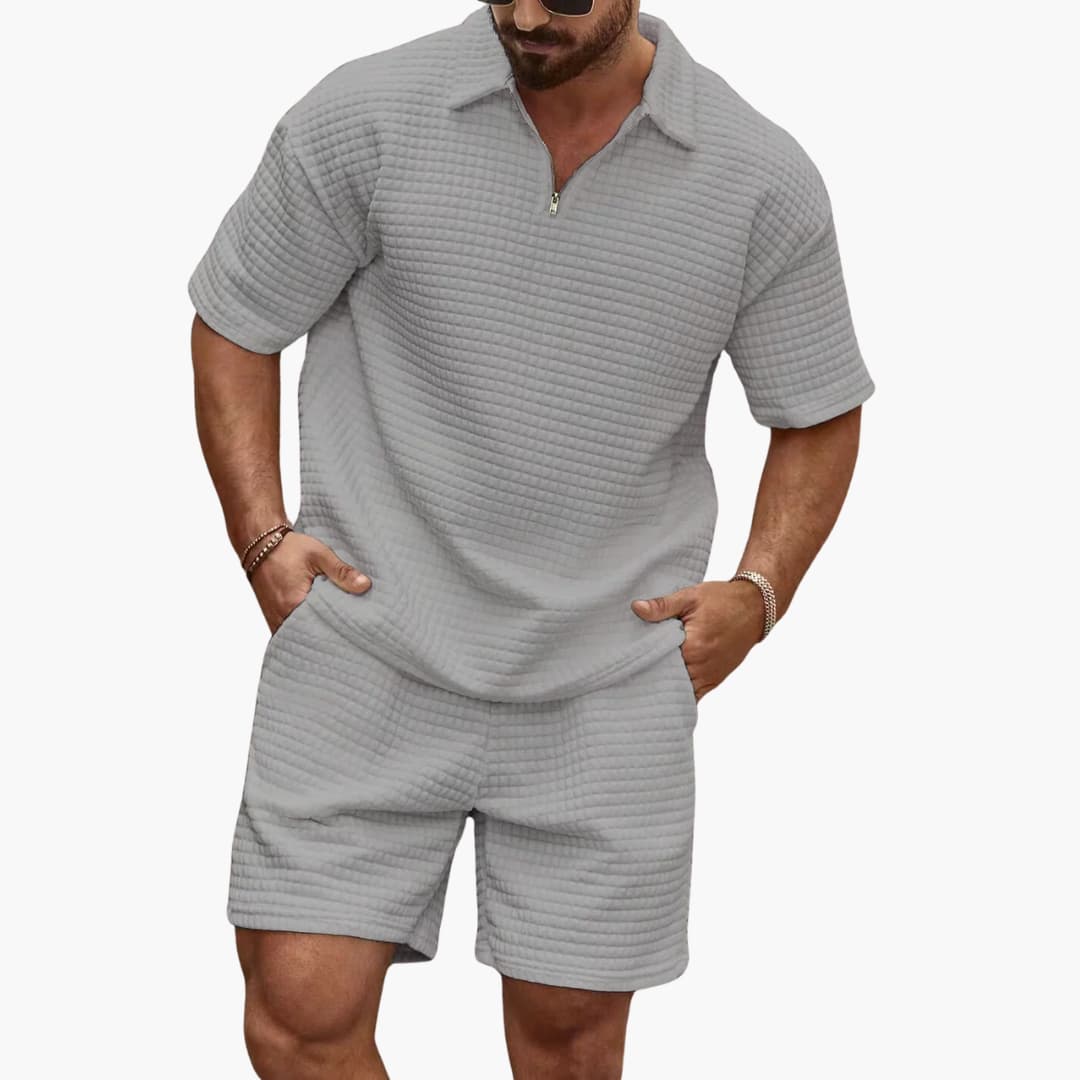 Summer Set for Men – Stylish Two-Piece Outfit with Polo Shirt and Sweat Shorts