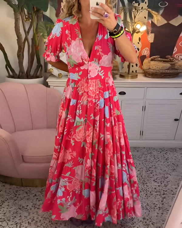Summer Dress – Airy Maxi Dress with Floral Print