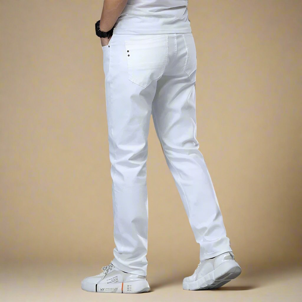 Classic Jeans - Men's Casual Stretch White wide leg jeans