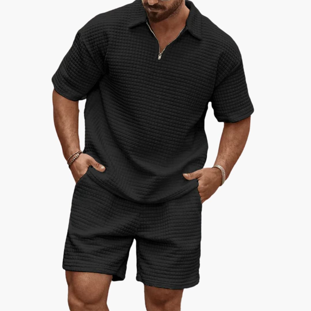 Summer Set for Men – Stylish Two-Piece Outfit with Polo Shirt and Sweat Shorts