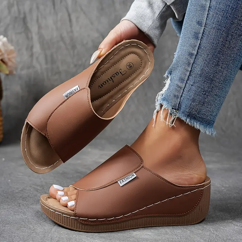 Sandals - Comfortable Platform Wedge Sandals with Open Toe