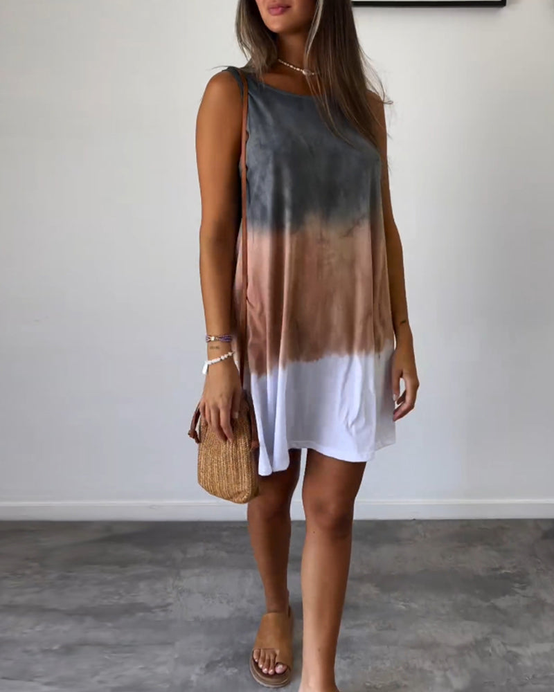 Josie - Tie-Dye Ombre Sleeveless Midi Dress