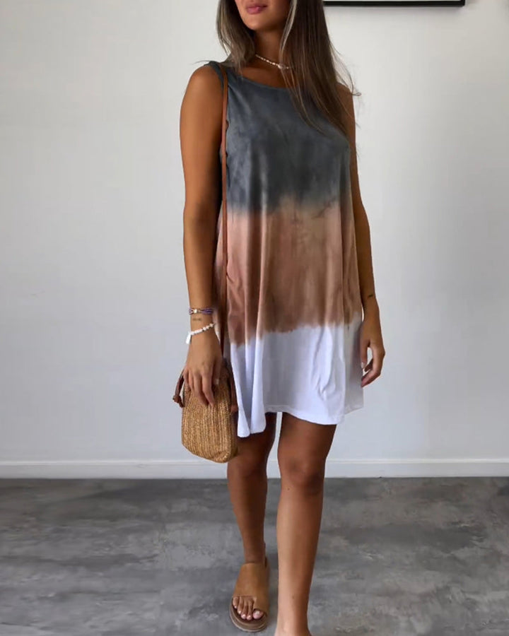 Josie - Tie-Dye Ombre Sleeveless Midi Dress