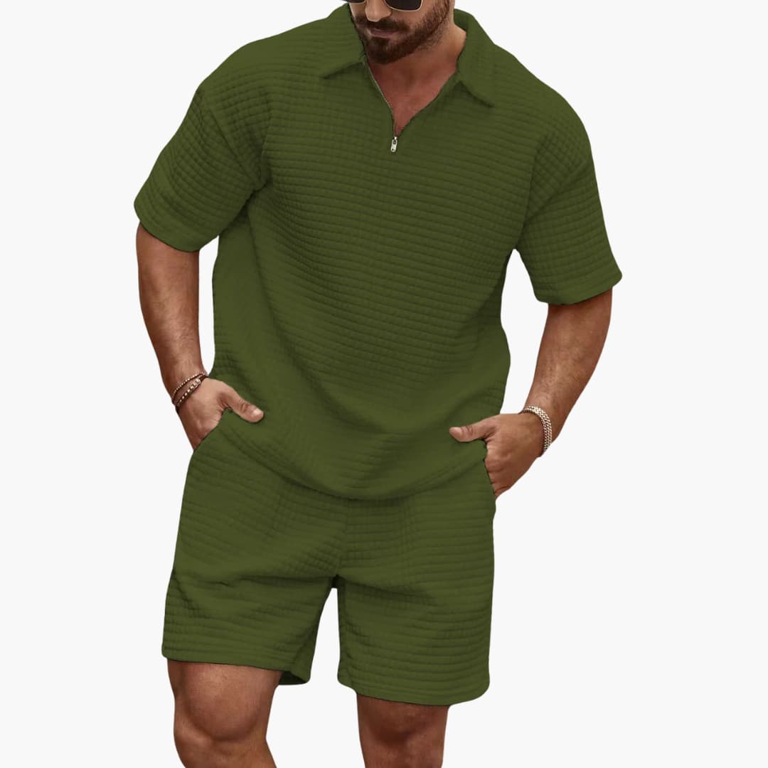Summer Set for Men – Stylish Two-Piece Outfit with Polo Shirt and Sweat Shorts