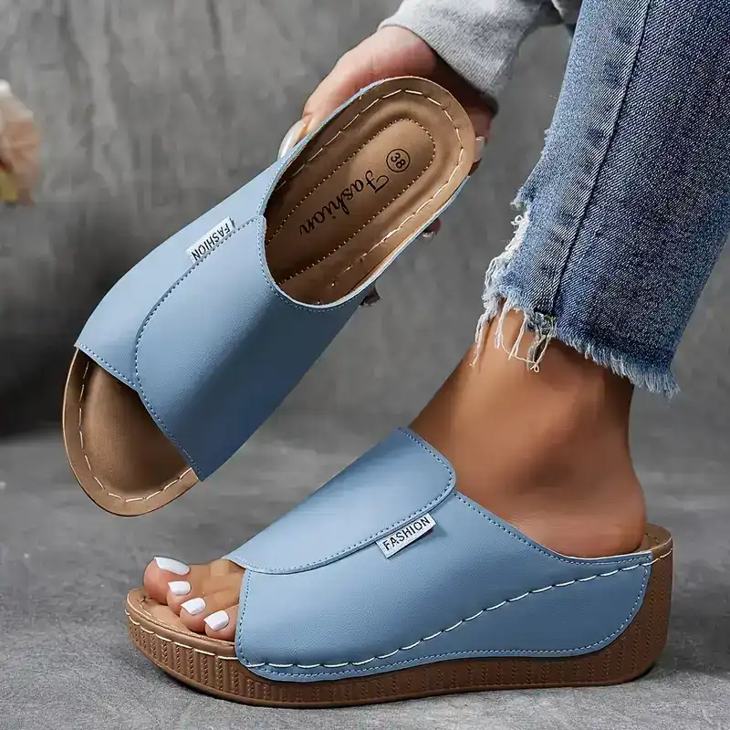 Sandals - Comfortable Platform Wedge Sandals with Open Toe