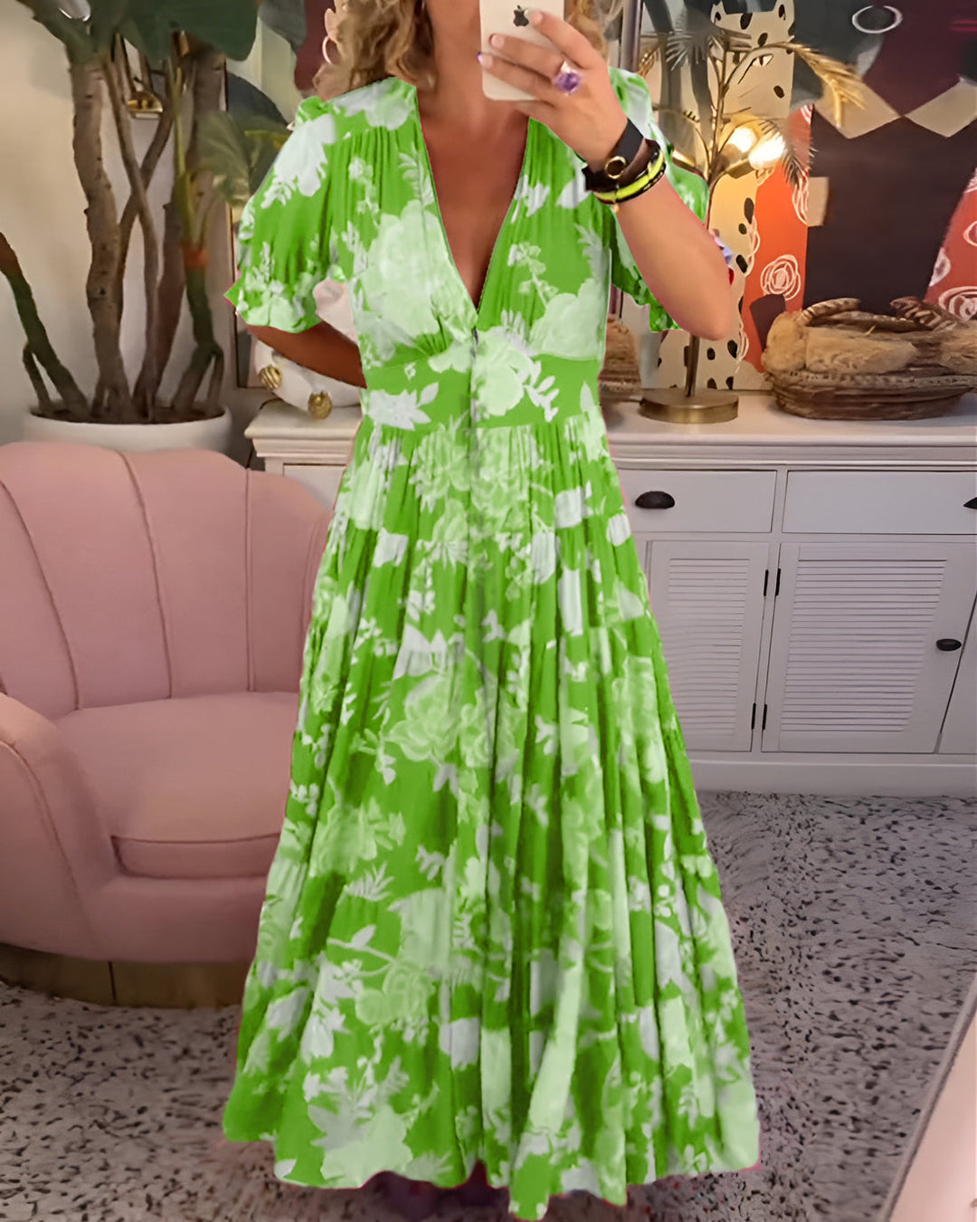 Summer Dress – Airy Maxi Dress with Floral Print