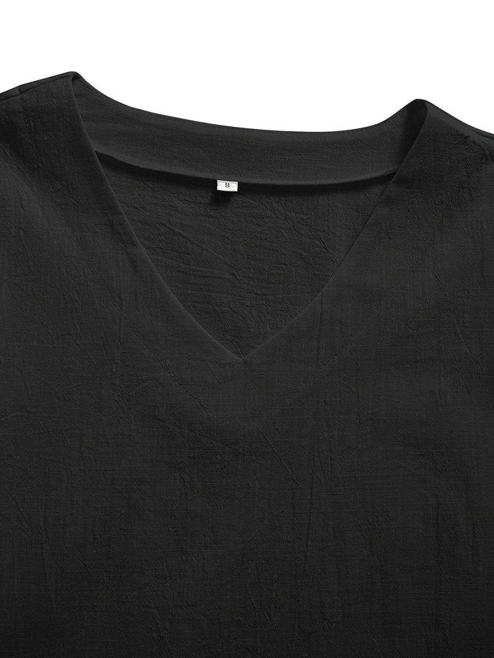 Olivia - Chic V-Neck Blouse with Wide Short Sleeves