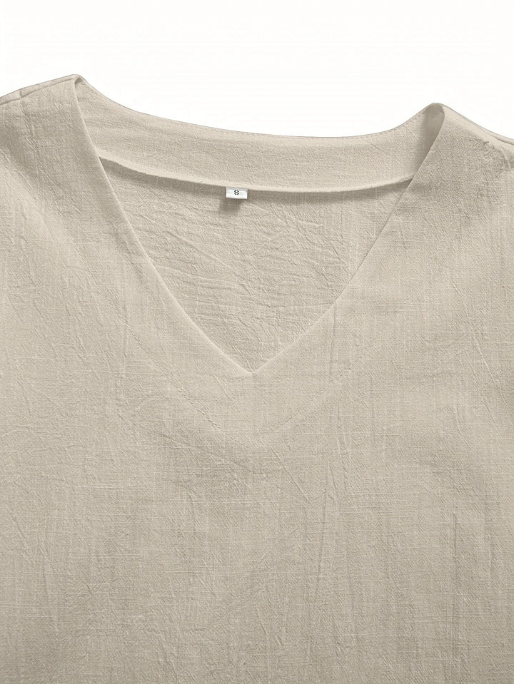 Olivia - Chic V-Neck Blouse with Wide Short Sleeves