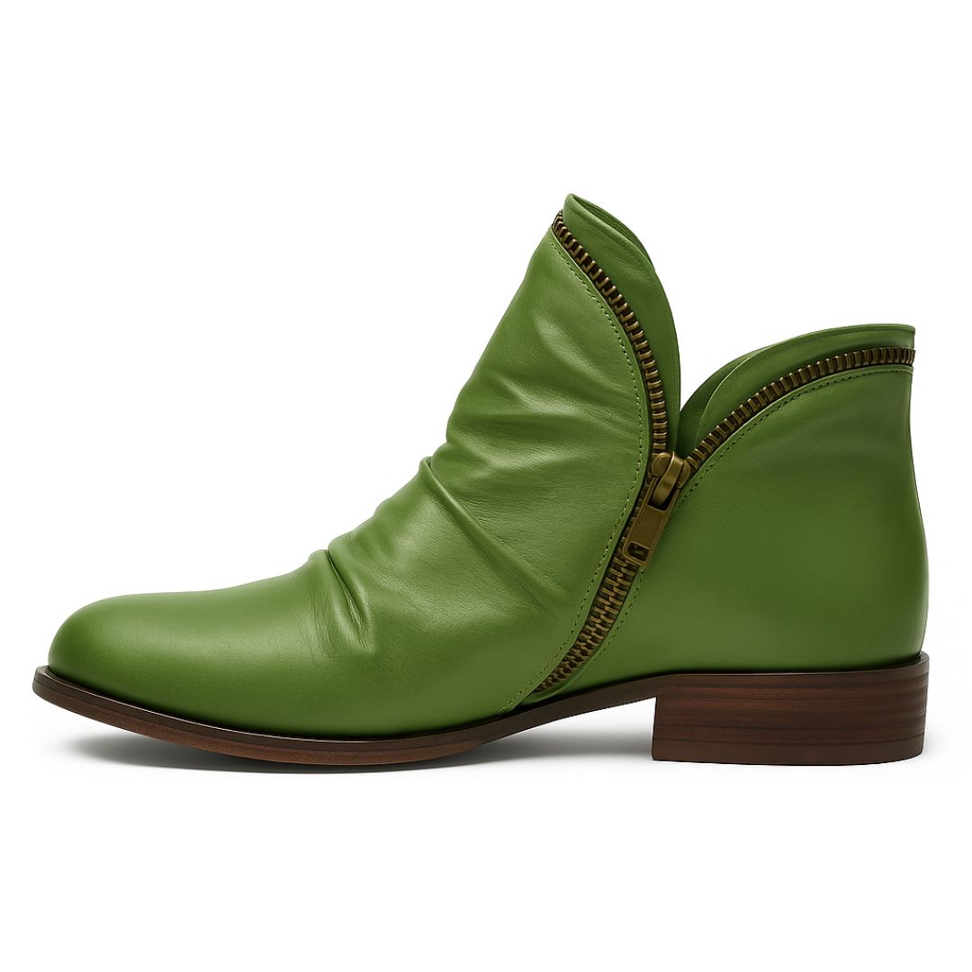 Ankle Boots for Women – Comfortable Leather Boots with Zipper