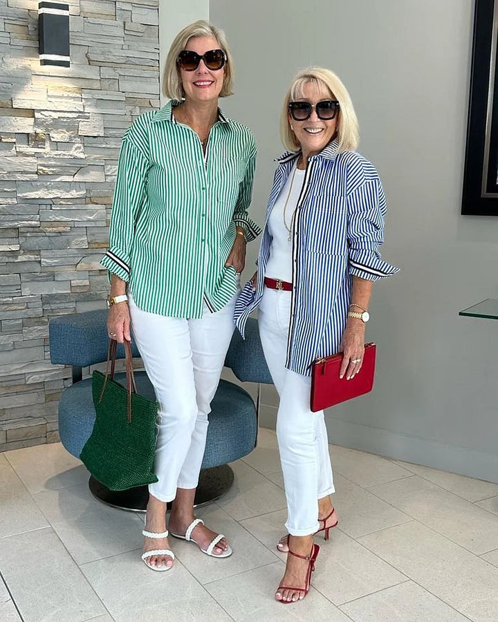 Nancy - Elegant Long Striped Shirt