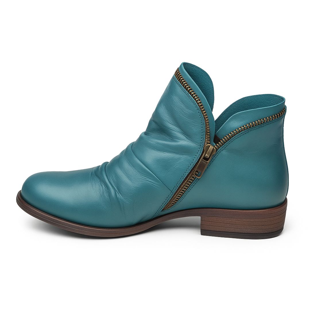 Ankle Boots for Women – Comfortable Leather Boots with Zipper