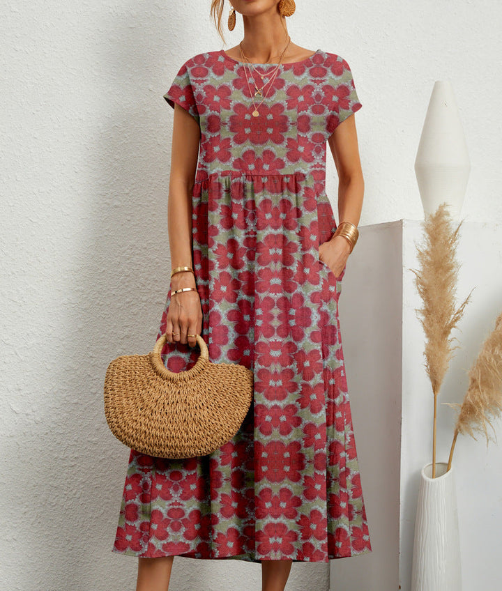 Scarlett - Elegant Midi Dress with Short Sleeves