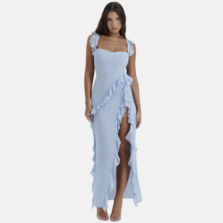 Evening Dress – Elegant One-Shoulder Dress with Ruffles