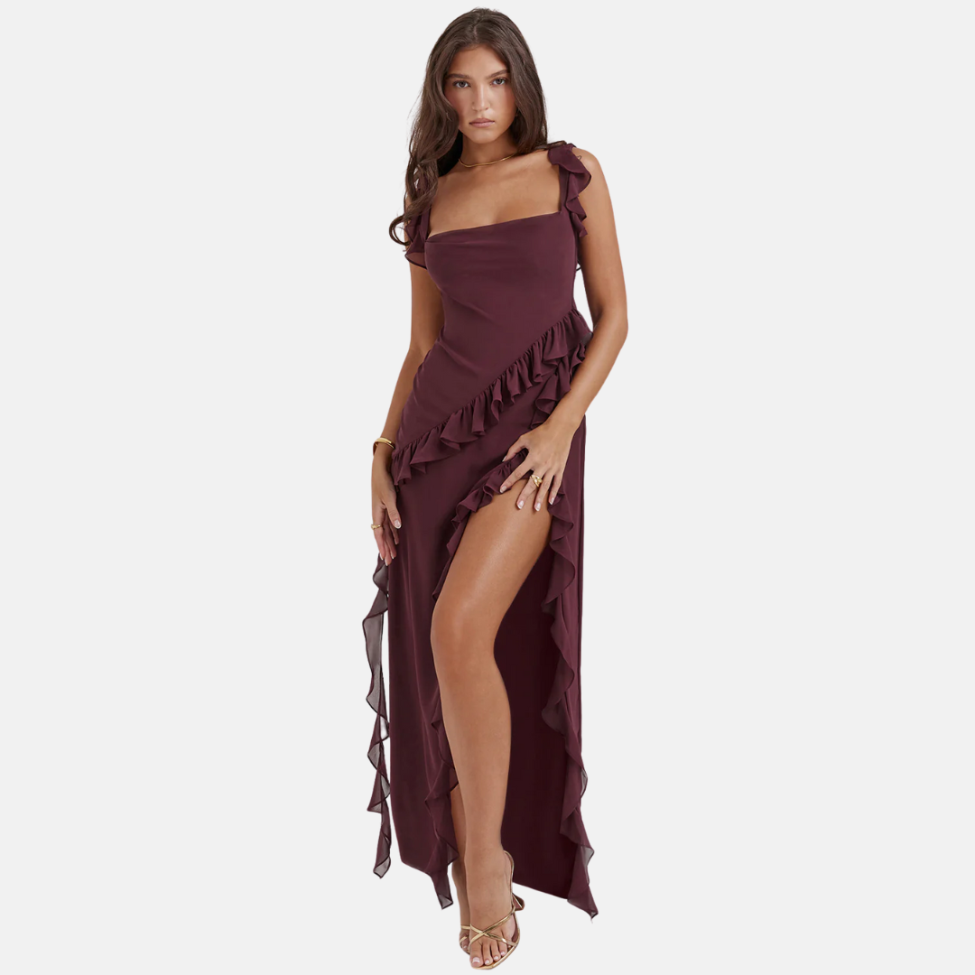 Evening Dress – Elegant One-Shoulder Dress with Ruffles