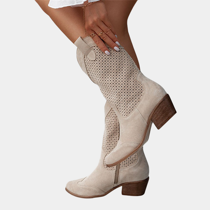 Cowboy Boots for Women – Trendy Western Boots with Eyelet Embroidery