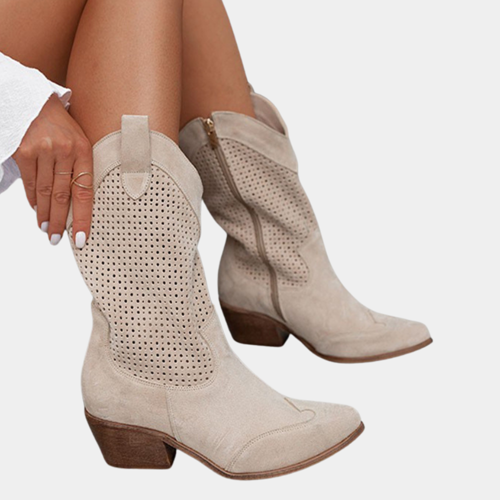 Cowboy Boots for Women – Trendy Western Boots with Eyelet Embroidery