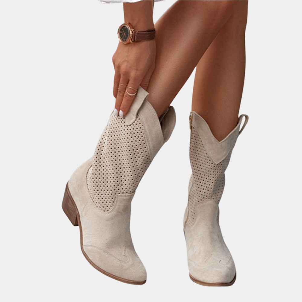 Cowboy Boots for Women – Trendy Western Boots with Eyelet Embroidery