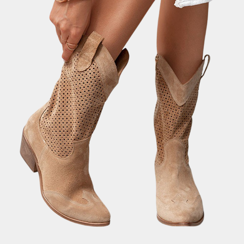 Cowboy Boots for Women – Trendy Western Boots with Eyelet Embroidery