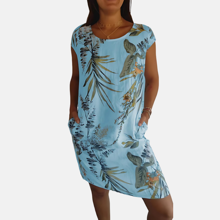 Mia - Long Floral Tunic Dress With Tummy Coverage