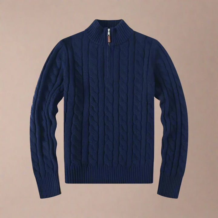 Half Zip Sweater - Men's Luxury Knit Half Zip Funnel Neck