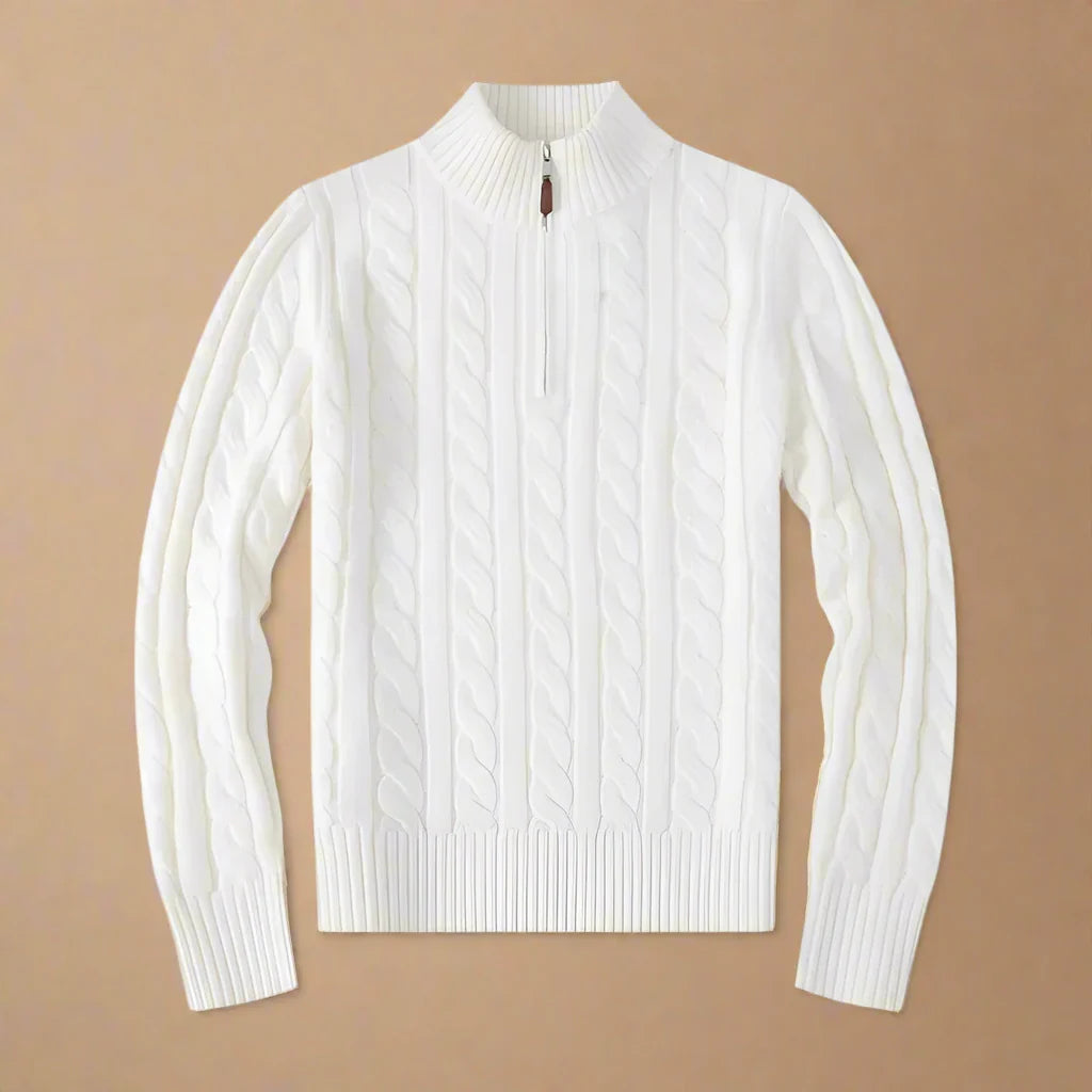 Half Zip Sweater - Men's Luxury Knit Half Zip Funnel Neck