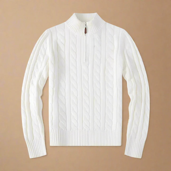Half Zip Sweater - Men's Luxury Knit Half Zip Funnel Neck