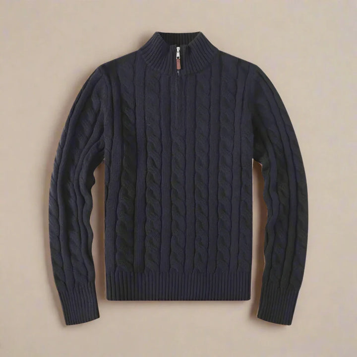 Half Zip Sweater - Men's Luxury Knit Half Zip Funnel Neck