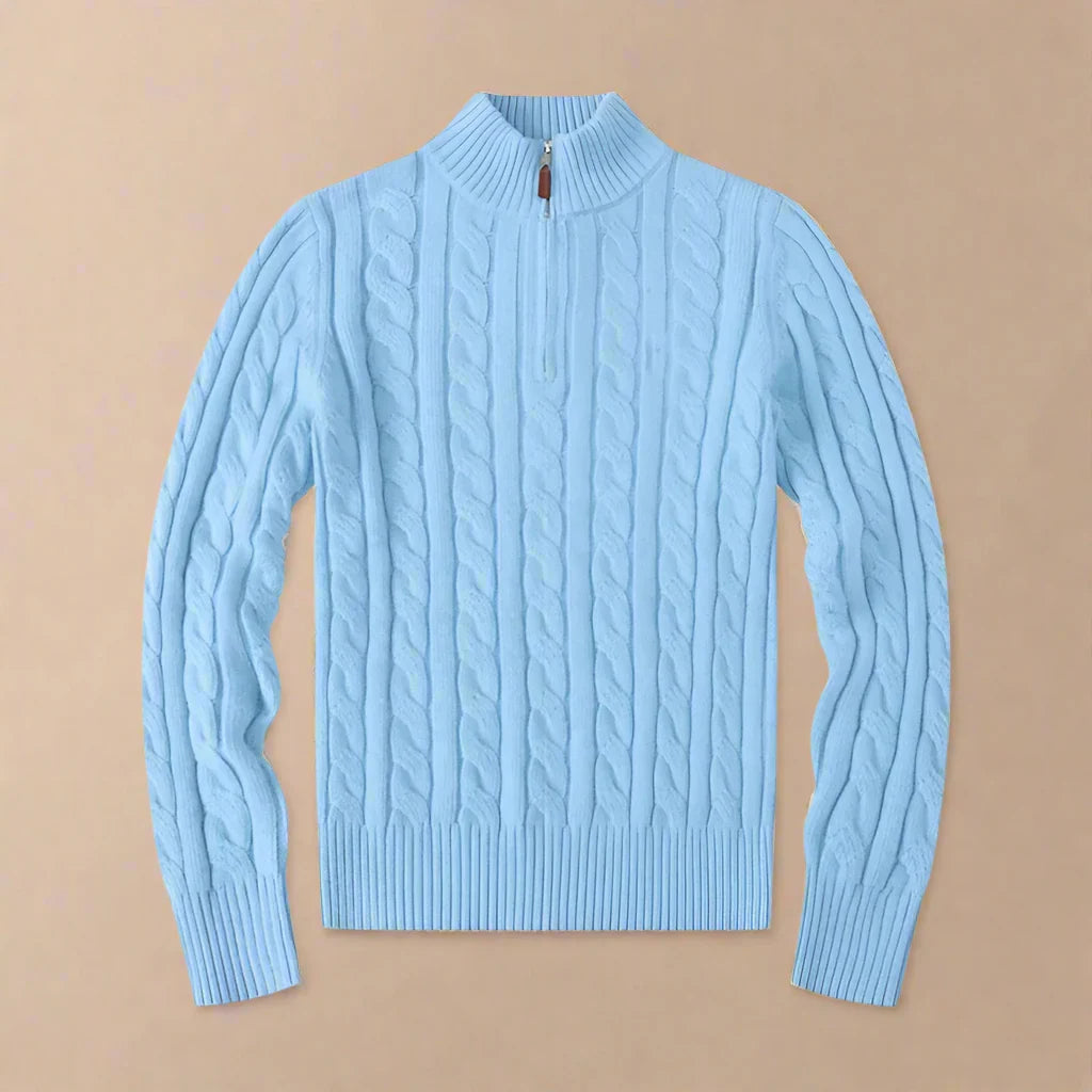 Half Zip Sweater - Men's Luxury Knit Half Zip Funnel Neck