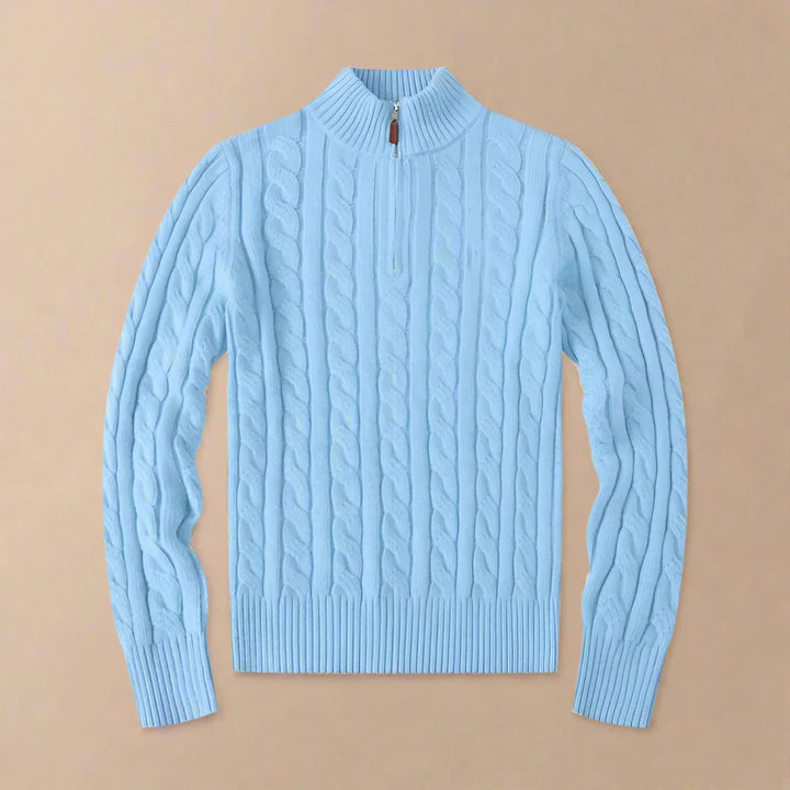 Half Zip Sweater - Men's Luxury Knit Half Zip Funnel Neck
