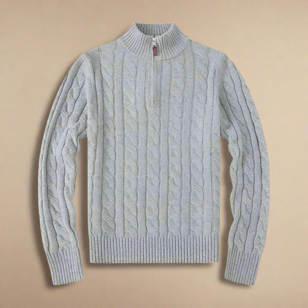 Half Zip Sweater - Men's Luxury Knit Half Zip Funnel Neck