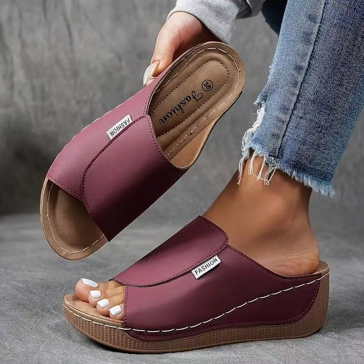 Sandals - Comfortable Platform Wedge Sandals with Open Toe