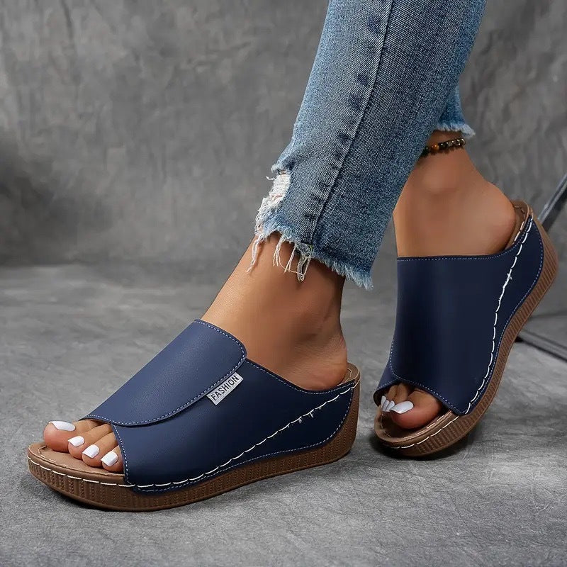 Sandals - Comfortable Platform Wedge Sandals with Open Toe