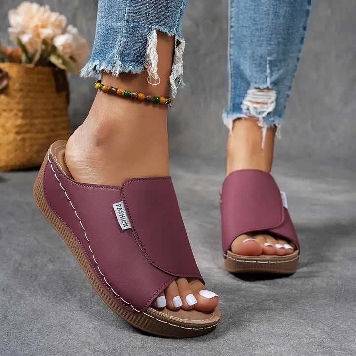 Sandals - Comfortable Platform Wedge Sandals with Open Toe