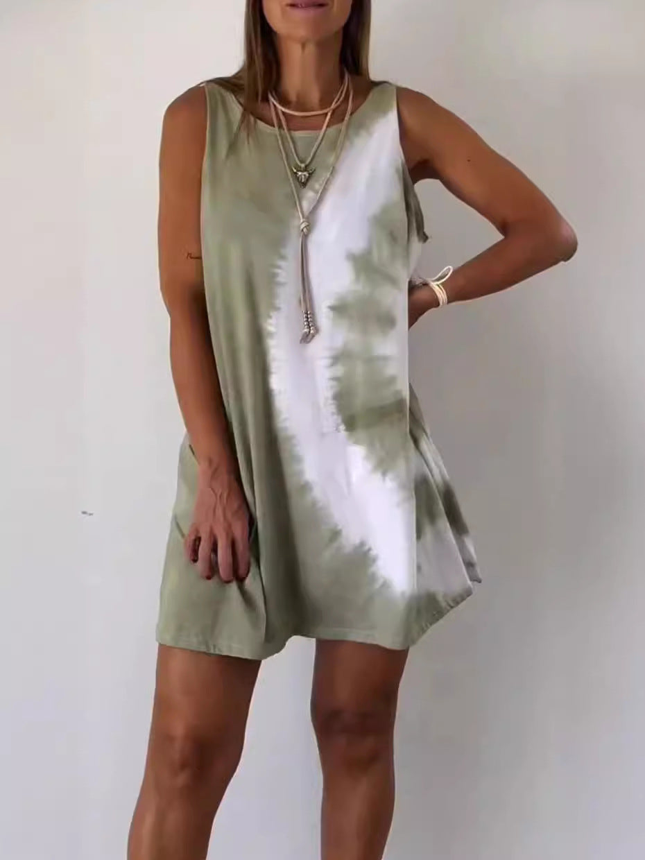 Josie - Tie-Dye Ombre Sleeveless Midi Dress