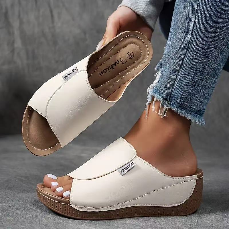 Sandals - Comfortable Platform Wedge Sandals with Open Toe