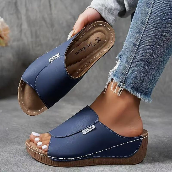 Sandals - Comfortable Platform Wedge Sandals with Open Toe