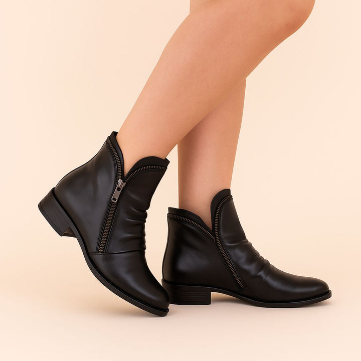 Ankle Boots for Women – Comfortable Leather Boots with Zipper