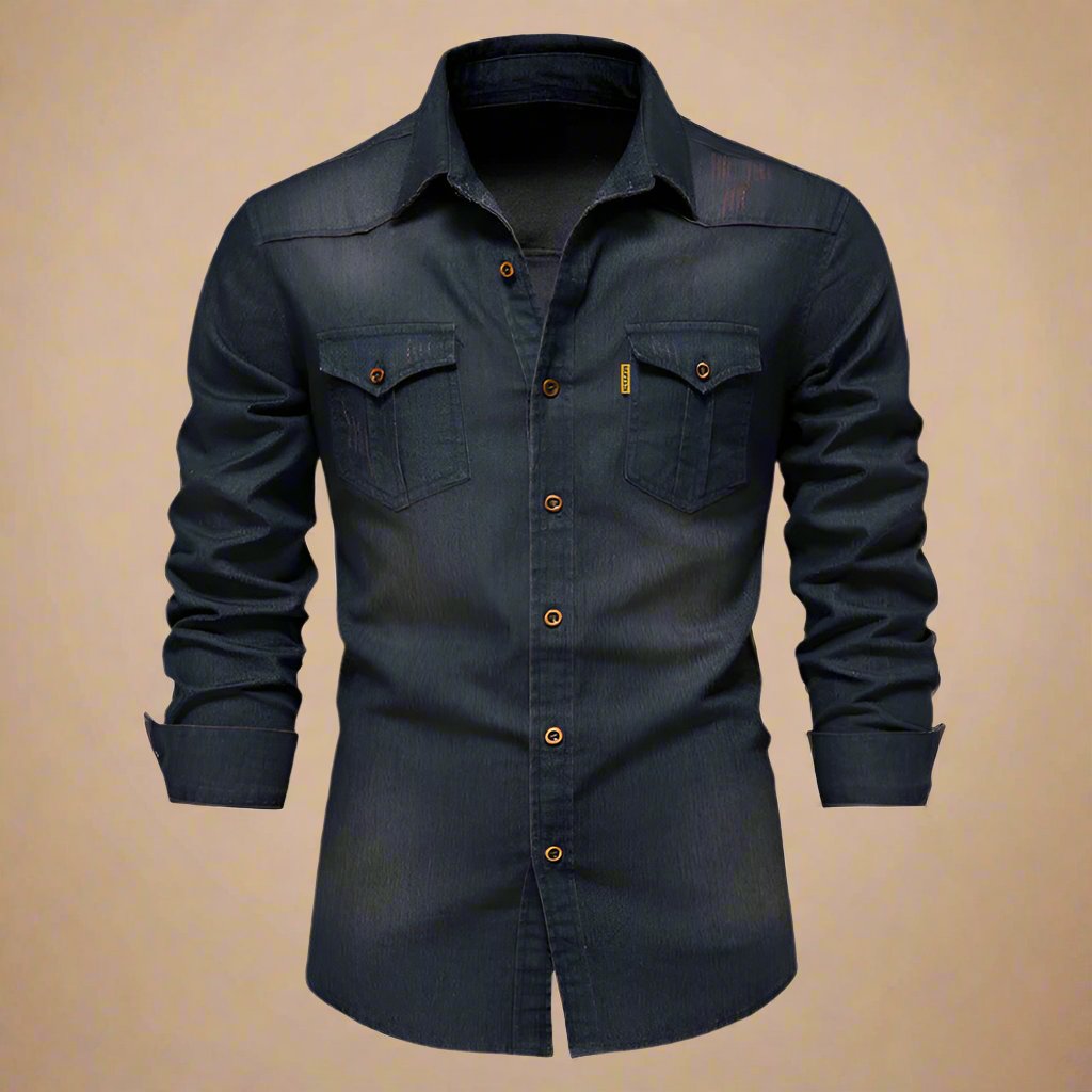 Rawz Denim Shirt - Men's Stylish stretch shirt with long sleeves