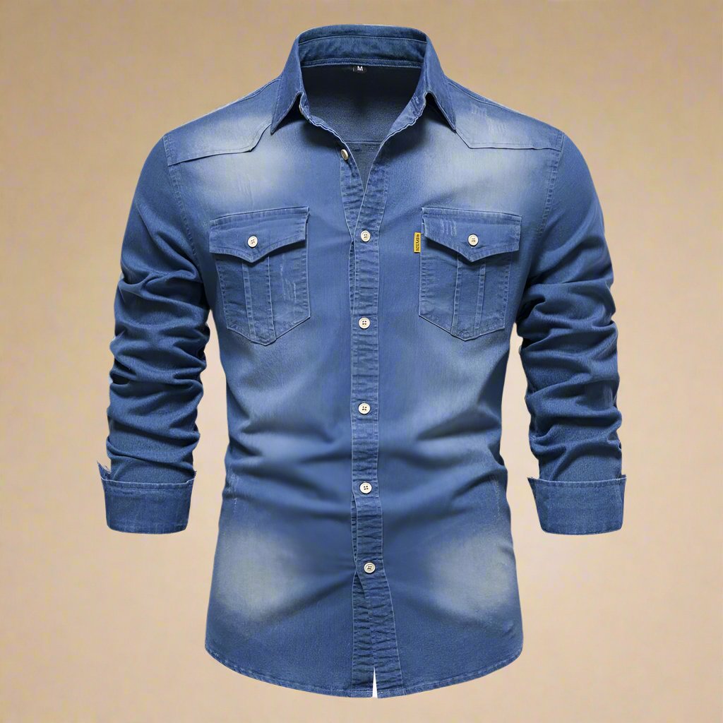 Rawz Denim Shirt - Men's Stylish stretch shirt with long sleeves