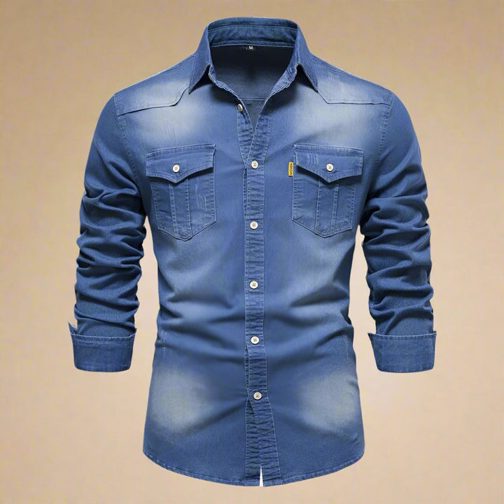 Rawz Denim Shirt - Men's Stylish stretch shirt with long sleeves