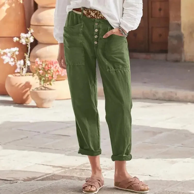Zoey - Relaxed Fit 3/4 Pants With Pockets