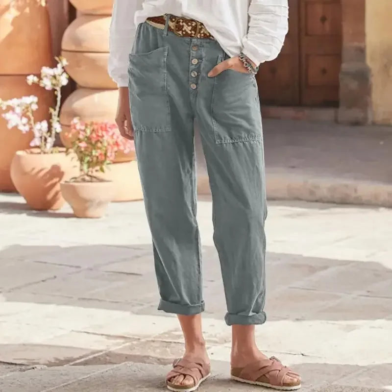Zoey - Relaxed Fit 3/4 Pants With Pockets