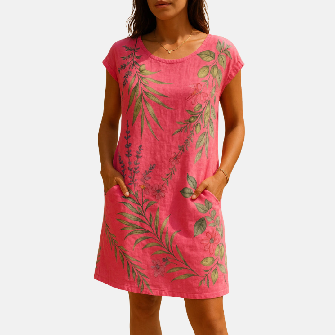 Summer Dress – Breezy Midi Dress with Botanical Print